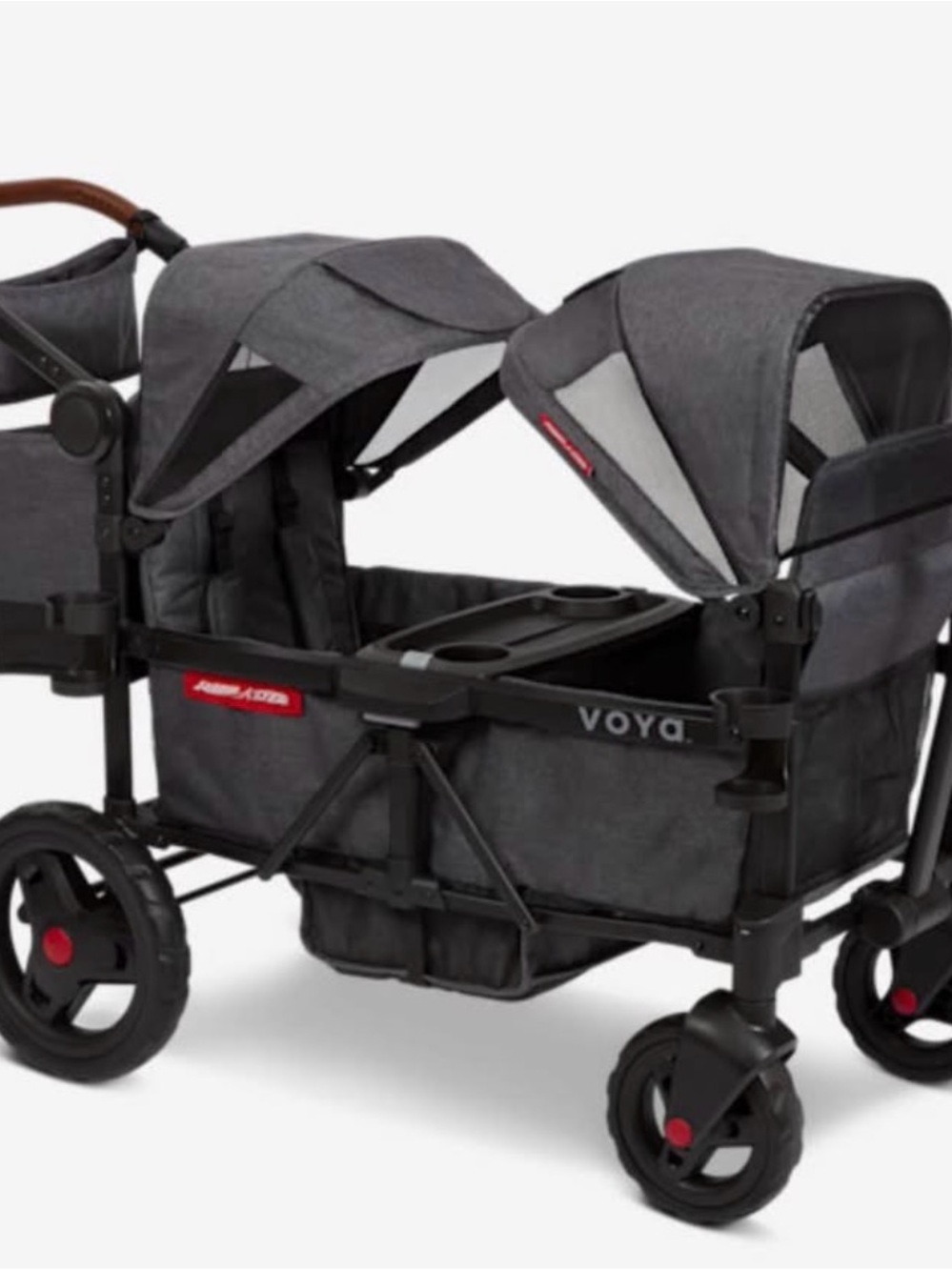 Double Kids Wagon in Dark Gray with Dual Canopies